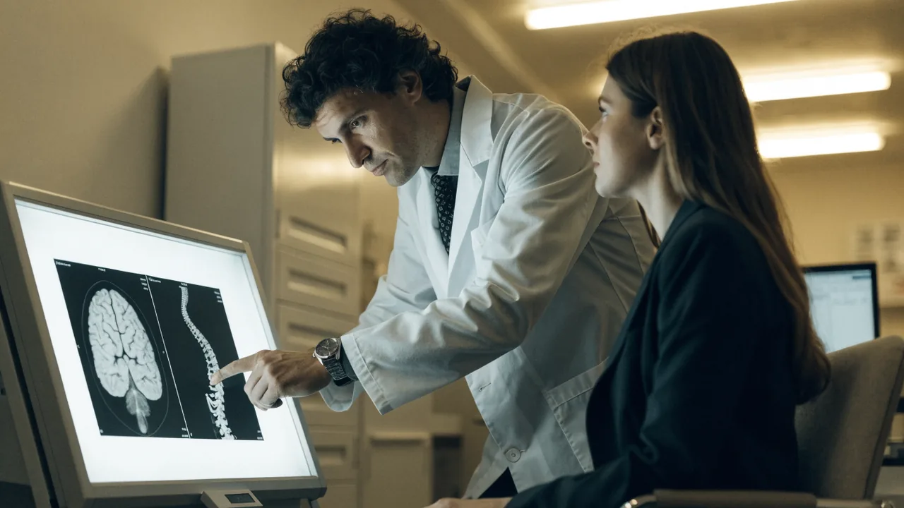 Estudios de imagen del cerebro y la columna de un lesionado en un accidente de Fontana